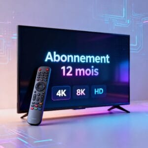 Abonnement IPTV 12 mois en 4K avec toutes les chaînes locales et internationales, compatible Android, iOS, Smart TV et PC